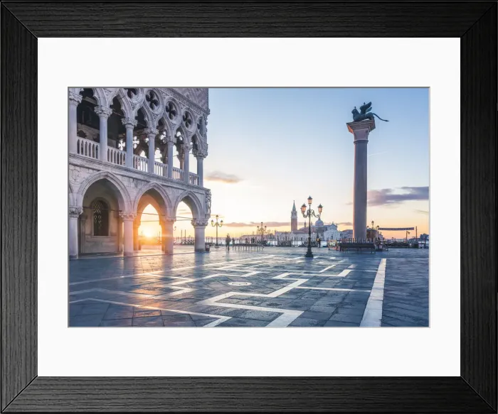 Framed Print : Venice, Veneto, Italy. Sunrise through the arches of Doges Palace in Piazzetta San Marco Framed Print : Venice, Veneto, Italy. Sunrise through the arches of Doges Palace in Piazzetta San Marco