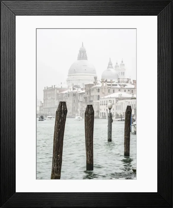Framed Print : Venice, Veneto, Italy. St Mary of Health basilica under a snowfall Framed Print : Venice, Veneto, Italy. St Mary of Health basilica under a snowfall