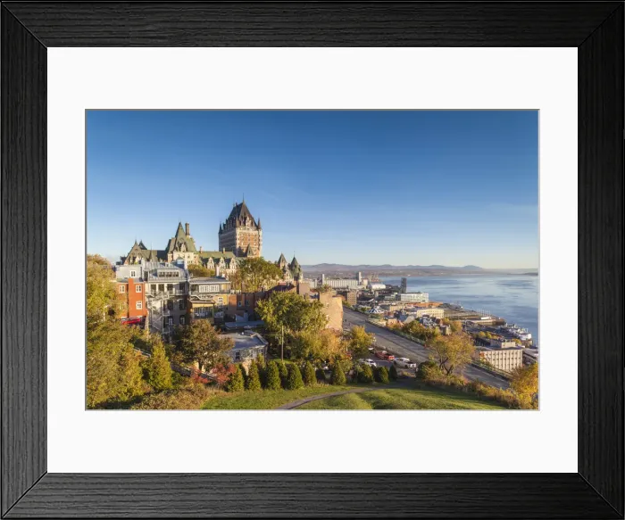 Framed Print : Canada, Quebec, Quebec City, elevated skyline with Chateau Frontenac hotel