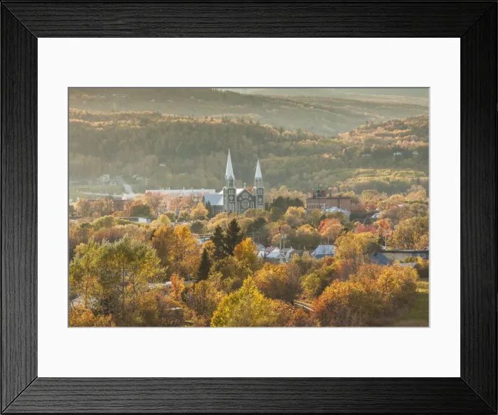 Framed Print : Canada, Quebec, Capitale-Nationale Region, Charlevoix, Baie St-Paul, elevated view of town church Framed Print : Canada, Quebec, Capitale-Nationale Region, Charlevoix, Baie St-Paul, elevated view of town church
