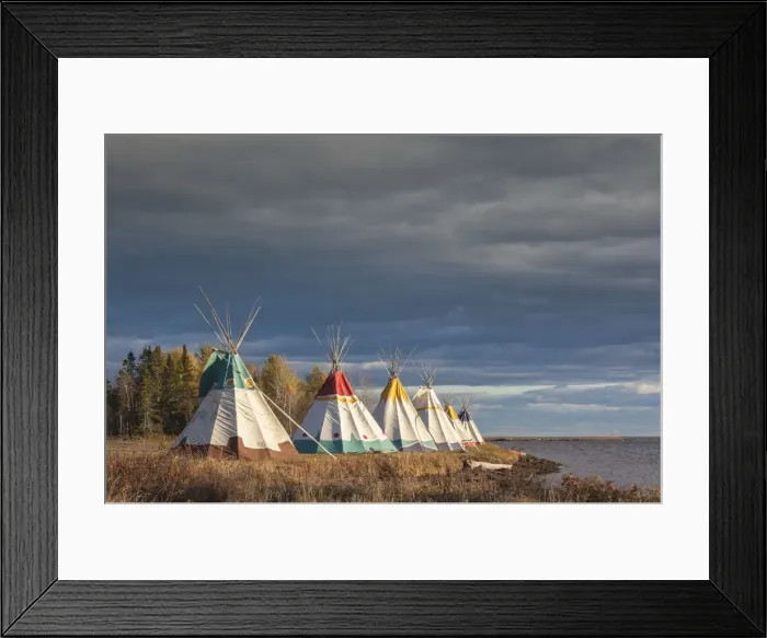 Framed Print : Canada, Quebec, Gaspe Peninsula, Gesgapegiag, Mic-Mac First Nations tee-pees by Framed Print : Canada, Quebec, Gaspe Peninsula, Gesgapegiag, Mic-Mac First Nations tee-pees by