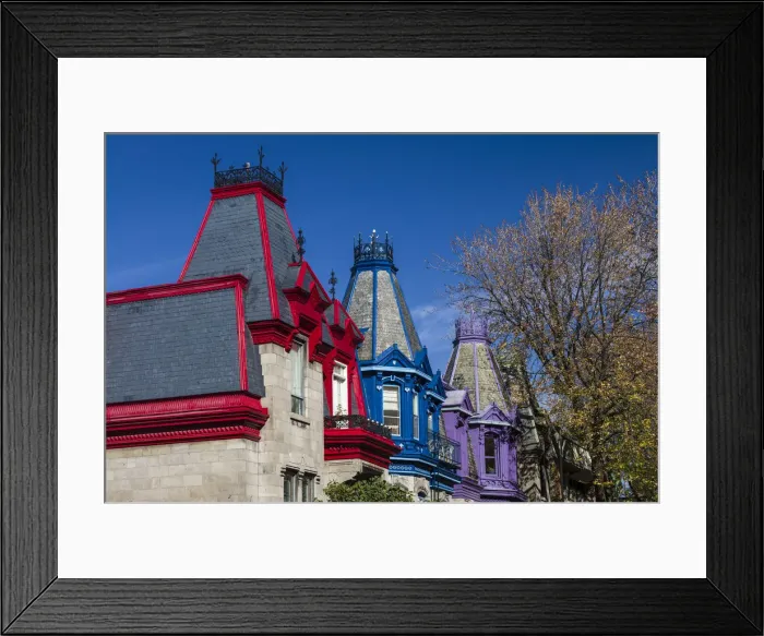 Framed Print : Canada, Quebec, Montreal, Carre St-Louis square, painted houses Framed Print : Canada, Quebec, Montreal, Carre St-Louis square, painted houses