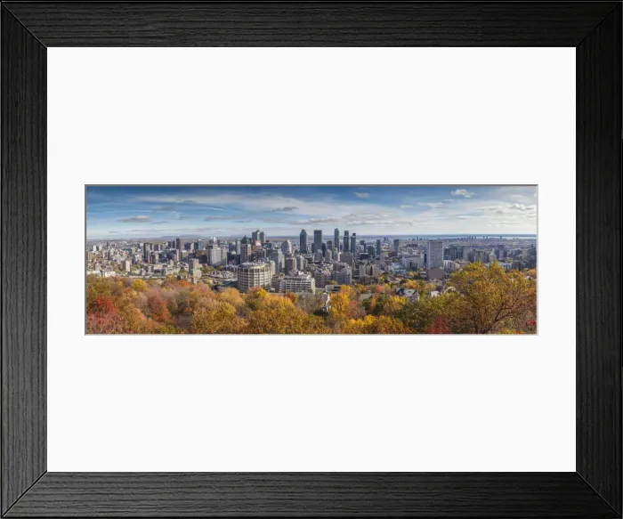 Framed Print : Canada, Quebec, Montreal, elevated city skyline from Mount Royal, autumn