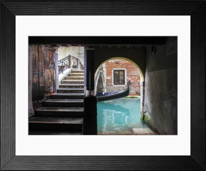 Framed Print : Bridge with canal and gondola, Venice, Veneto, Italy Framed Print : Bridge with canal and gondola, Venice, Veneto, Italy