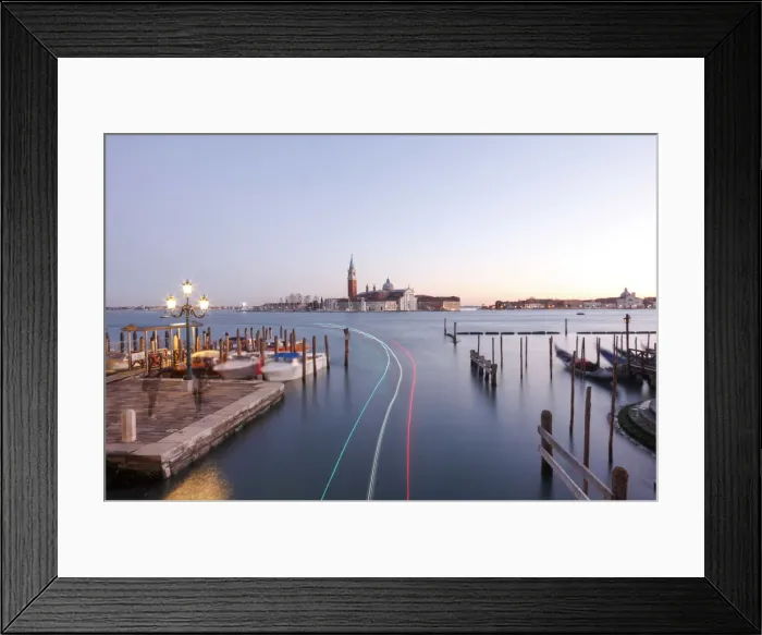 Framed Print : Gondolas moored in the Bacino di San Marco overlooking the church of San Giorgio Maggiore Framed Print : Gondolas moored in the Bacino di San Marco overlooking the church of San Giorgio Maggiore