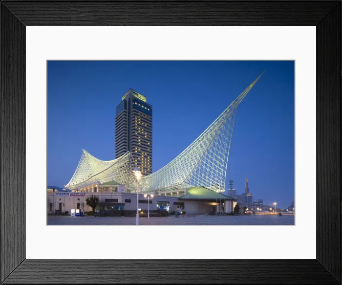 Framed Print : Maritime Museum at dusk, Kobe, Kansai, Japan