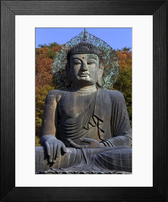 Framed Print : South Korea, Gangwon-do, Seoraksan National Park, Buddha at Sinheung-sa temple complex