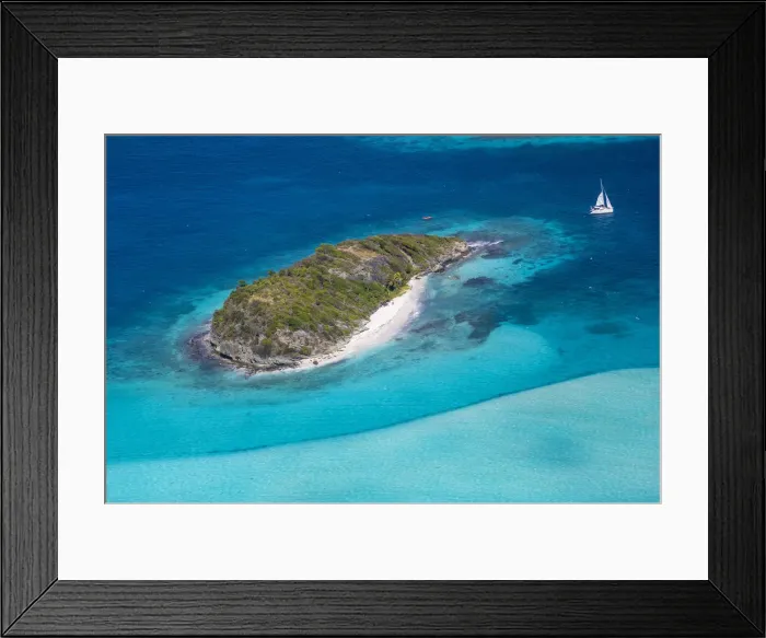 Framed Print : St Vincent and The Grenadines, Tobago Cays, Aerial view of Jamesby Framed Print : St Vincent and The Grenadines, Tobago Cays, Aerial view of Jamesby