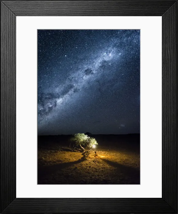 Framed Print : Tourist camping outdoor admiring the stars of the Southern Hemisphere, Namibia, Africa Framed Print : Tourist camping outdoor admiring the stars of the Southern Hemisphere, Namibia, Africa