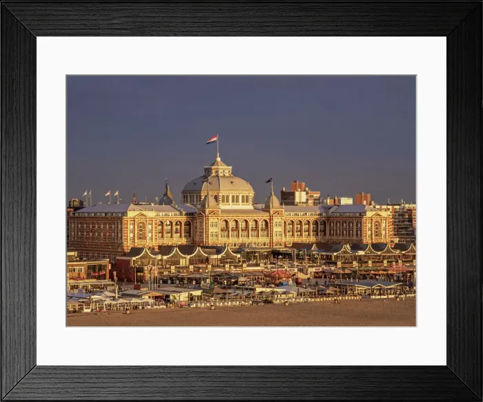 Framed Print : Kurhaus of Scheveningen at sunset, elevated view, The Hague, South Holland Framed Print : Kurhaus of Scheveningen at sunset, elevated view, The Hague, South Holland