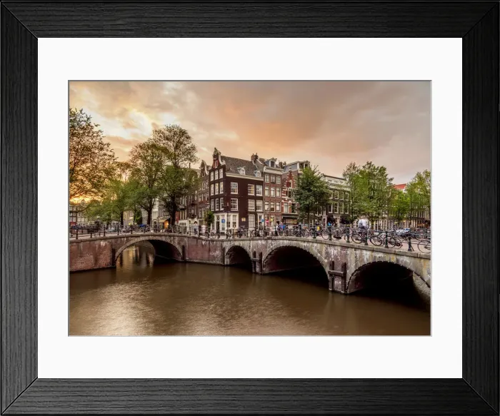 Framed Print : Keizersgracht and Leliegrach Canals and Bridges at sunset, Amsterdam, North Holland Framed Print : Keizersgracht and Leliegrach Canals and Bridges at sunset, Amsterdam, North Holland