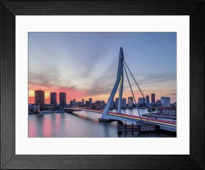 Framed Print : Erasmus Bridge at sunset, Rotterdam, South Holland, The Netherlands Framed Print : Erasmus Bridge at sunset, Rotterdam, South Holland, The Netherlands