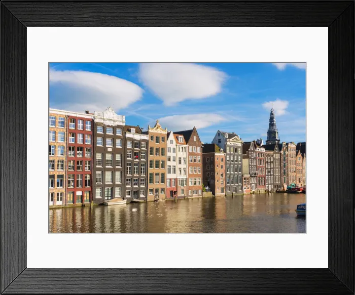 Framed Print : Amsterdam, Holland, Houses on the Damrak Framed Print : Amsterdam, Holland, Houses on the Damrak