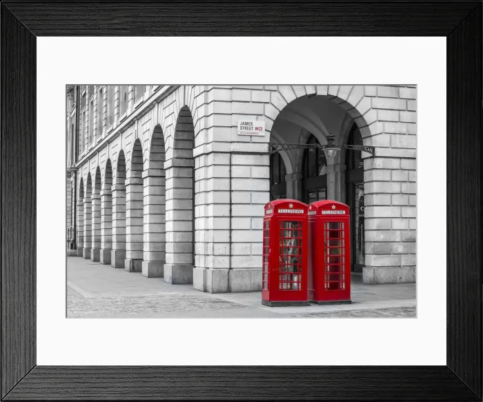 Framed Print : Phone boxes, Covent Garden, London, England, UK Framed Print : Phone boxes, Covent Garden, London, England, UK