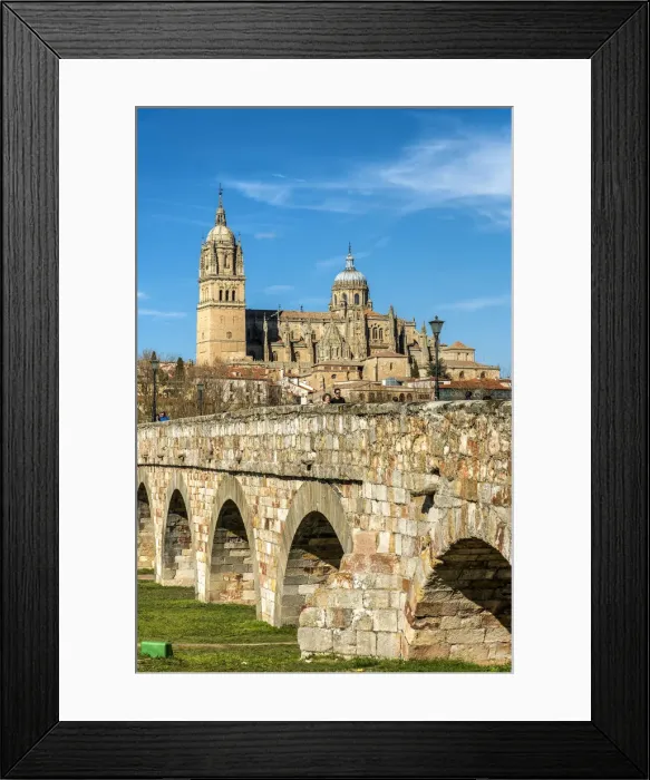 Framed Print : Roman bridge with the Cathedral in the background, Salamanca, Castile and Leon, Spain Framed Print : Roman bridge with the Cathedral in the background, Salamanca, Castile and Leon, Spain
