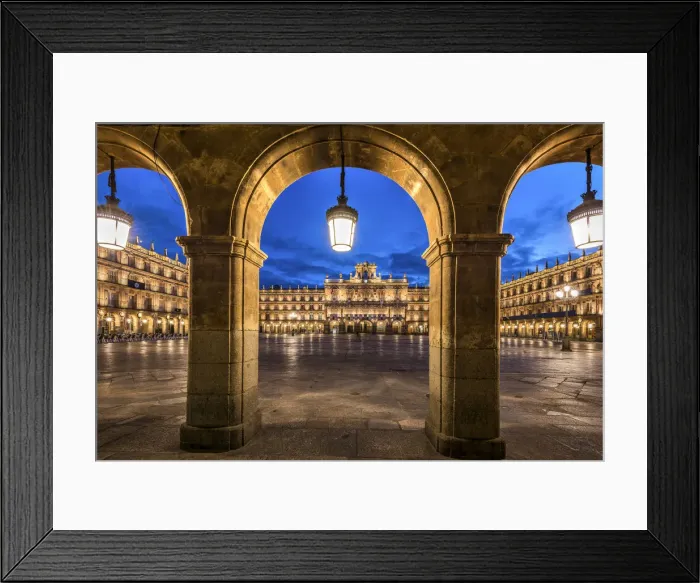 Framed Print : Night view of Plaza Mayor, Salamanca, Castile and Leon, Spain