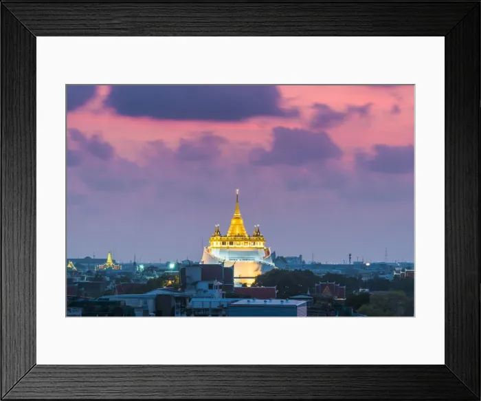 Framed Print : Wat Saket (mountain temple) at sunset, Bangkok, Thailand Framed Print : Wat Saket (mountain temple) at sunset, Bangkok, Thailand