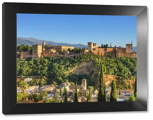 View at the Alhambra from Albaicin, UNESCO World Heritage Site, Granada, Andalusia, Spain