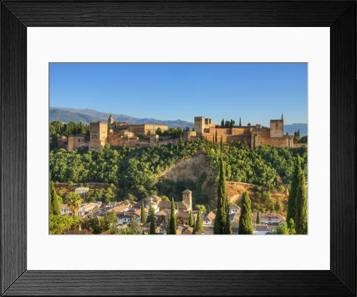 Framed Print : View at the Alhambra from Albaicin, UNESCO World Heritage Site, Granada, Andalusia, Spain