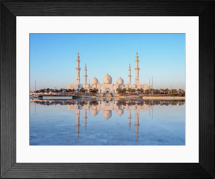 Framed Print : Sheikh Zayed bin Sultan Al Nahyan Grand Mosque at sunrise, Abu Dhabi, United Arab