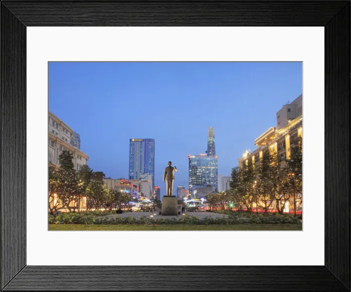 Framed Print : Vietnam, Ho Chi Minh City (Saigon), Ho Chi Minh statue on Walking Street (Nguyen
