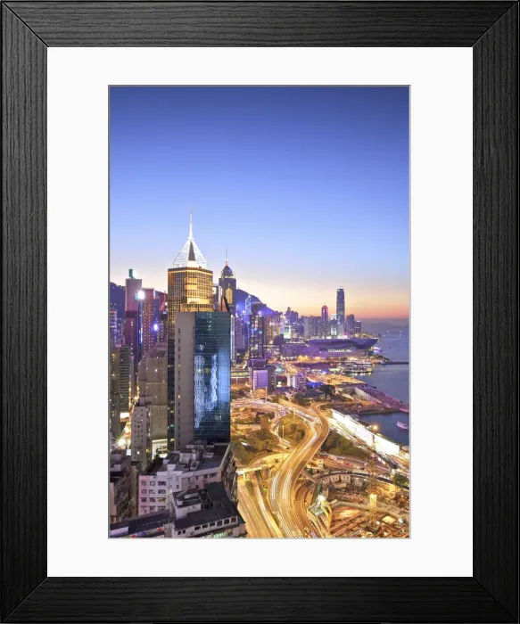 Framed Print : Hong Kong Cityscape And Harbour At Night, Hong Kong, Special Administrative Region