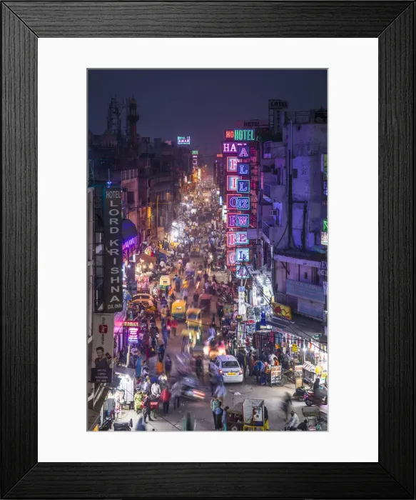 Framed Print : Paharganj area of New Delhi, India