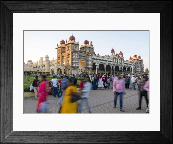Framed Print : India, Karnataka, Mysore, City Palace, people walking outside the Maharajas Palace Framed Print : India, Karnataka, Mysore, City Palace, people walking outside the Maharajas Palace
