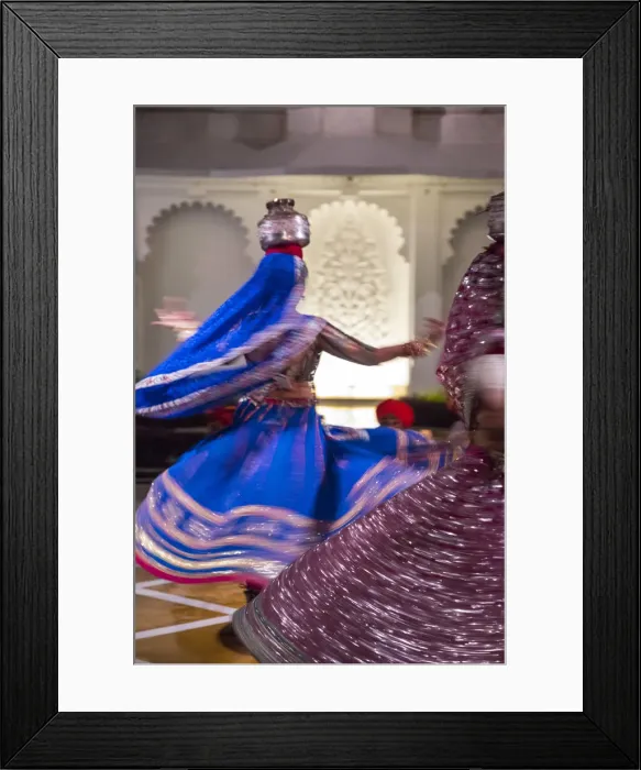 Framed Print : Rajasthani dancers, Taj Lake Palace, Lake Pichola, Udaipur, Rajasthan, India