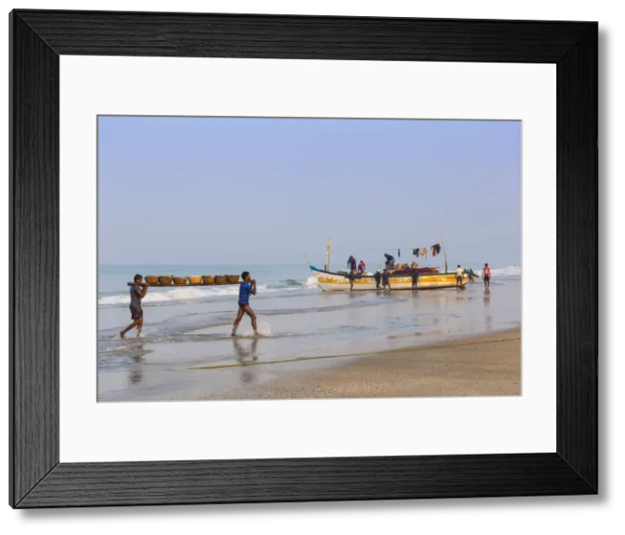 Framed Print : India, Goa, Fishermen on Colva beach Framed Print : India, Goa, Fishermen on Colva beach