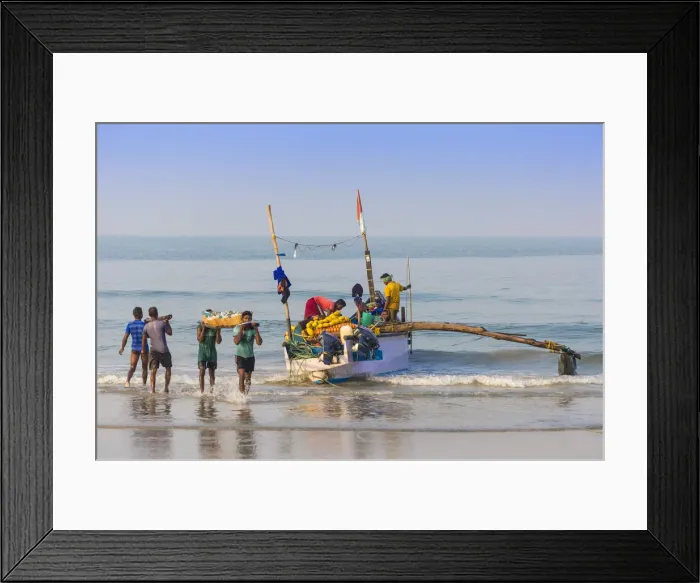 Framed Print : India, Goa, Fishermen on Colva beach Framed Print : India, Goa, Fishermen on Colva beach