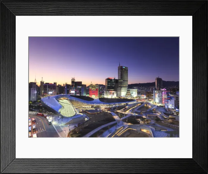 Framed Print : South Korea, Seoul, Dongdaemun Plaza and City Skyline Framed Print : South Korea, Seoul, Dongdaemun Plaza and City Skyline