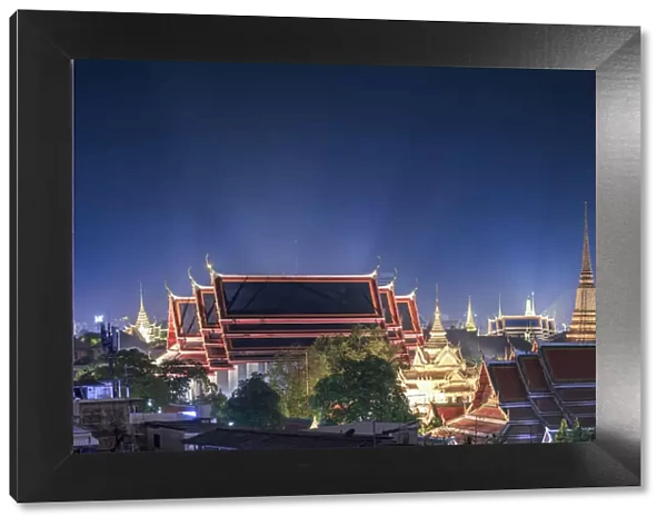 Thailand, Bangkok elevated view of Wat Pho and Grand Palace