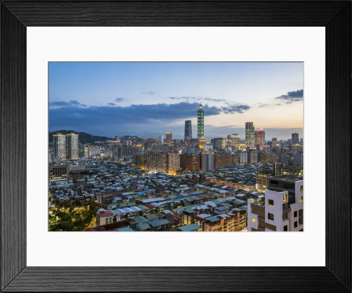 Framed Print : Taiwan, Taipei, City skyline and Taipei 101 building Framed Print : Taiwan, Taipei, City skyline and Taipei 101 building