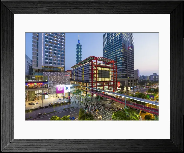 Framed Print : Taiwan, Taipei, Xinyi downtown district, the prime shopping and financial district Framed Print : Taiwan, Taipei, Xinyi downtown district, the prime shopping and financial district