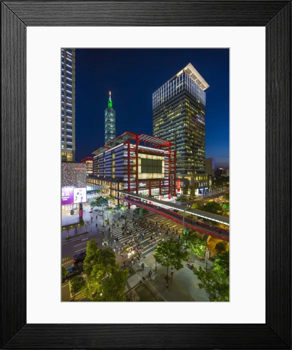 Framed Print : Taiwan, Taipei, Xinyi downtown district, the prime shopping and financial district Framed Print : Taiwan, Taipei, Xinyi downtown district, the prime shopping and financial district