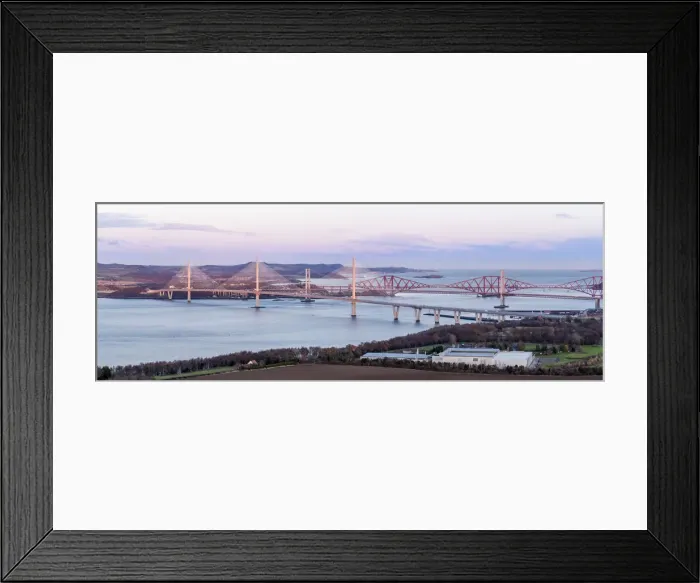 Framed Print : United Kingdom, Scotland, Lothian, rail and road bridges over the Firth of Forth