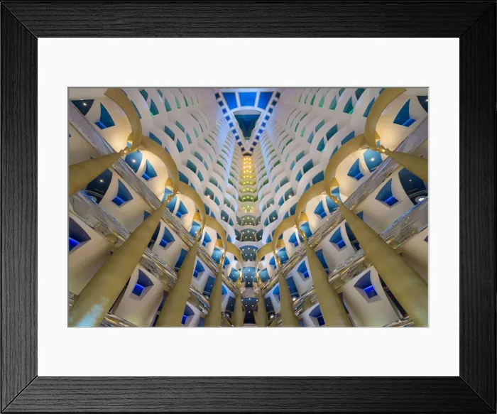 Framed Print : Atrium inside the Burj Al Arab hotel, Jumeirah, Dubai, United Arab Emirates Framed Print : Atrium inside the Burj Al Arab hotel, Jumeirah, Dubai, United Arab Emirates
