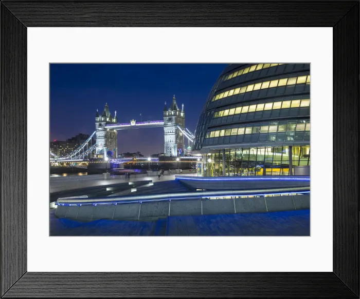 Framed Print : Tower Bridge & City Hall, London, England, UK Framed Print : Tower Bridge & City Hall, London, England, UK