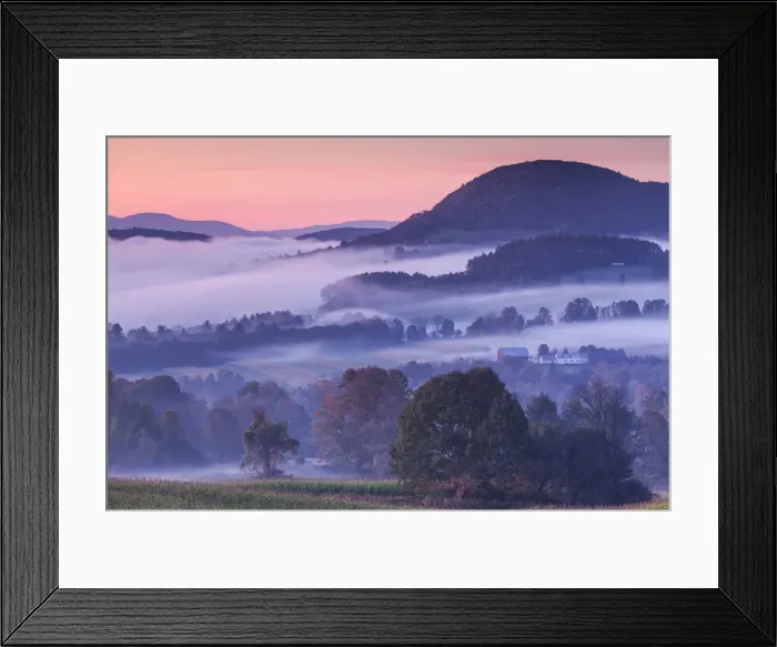 Framed Print : USA, New England, Vermont, Peacham, morning fog, autumn Framed Print : USA, New England, Vermont, Peacham, morning fog, autumn