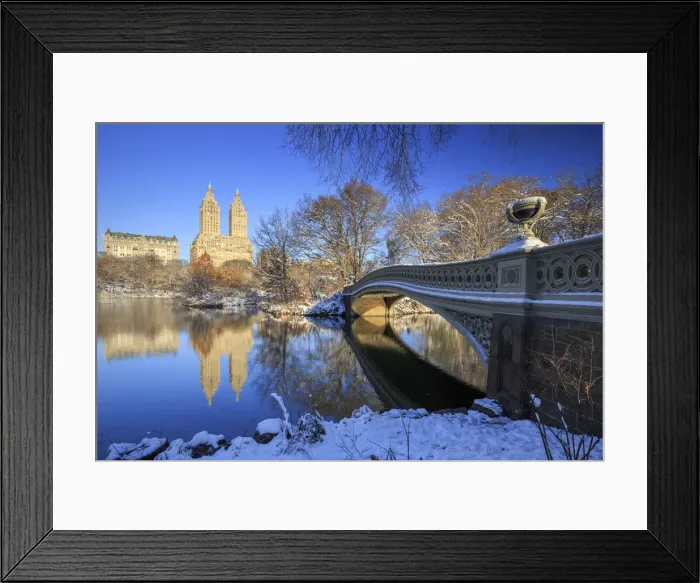 Framed Print : Usa, New York City, Manhattan, Central Park, Bow Bridge and Upper West Side Buildings Framed Print : Usa, New York City, Manhattan, Central Park, Bow Bridge and Upper West Side Buildings