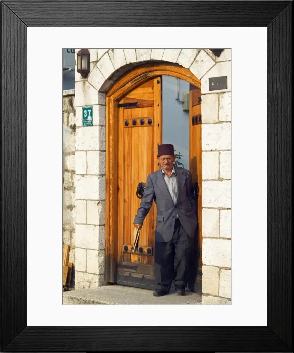 Framed Print : Bascarsija Old Turkish Quarter Man wearing Traditional