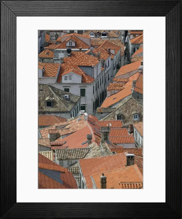 Framed Print : Croatia, Southern Dalmatia, Dubrovnik, Old Town rooftops