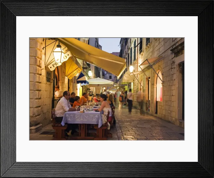 Framed Print : Dubrovnik Unesco World Heritage Old Town Outdoor Dining Framed Print : Dubrovnik Unesco World Heritage Old Town Outdoor Dining