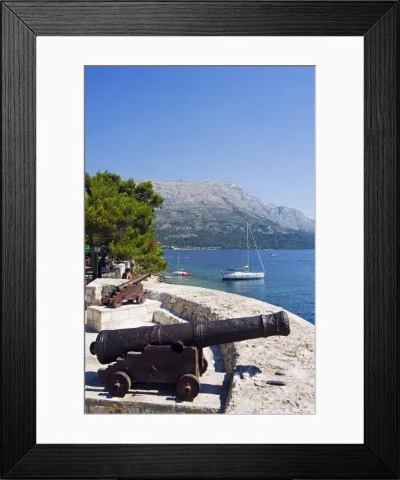 Framed Print : Dalmatia Coast Korcula Island Medieval Old Town Defensive