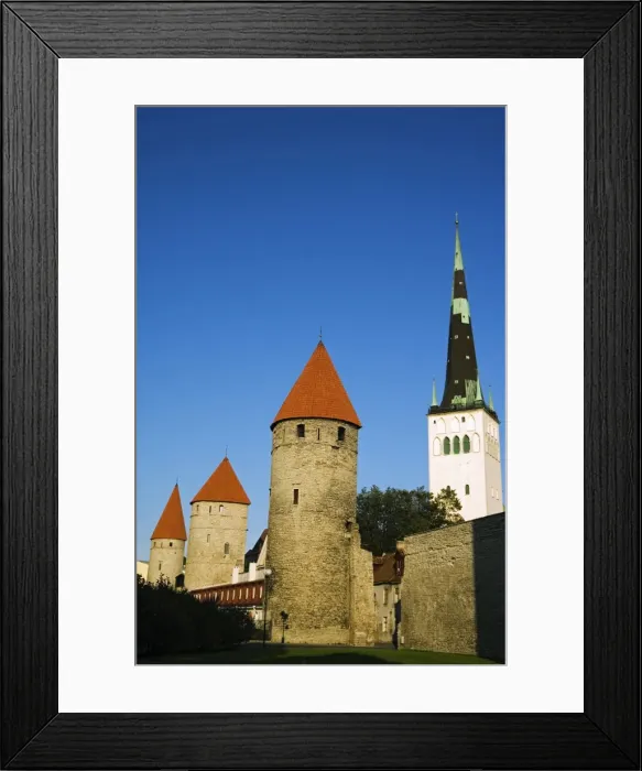 Framed Print : Lower Town City Wall Towers and St Olav Church