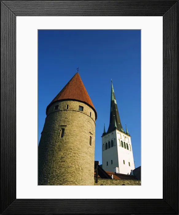 Framed Print : Lower Town City Wall Towers and St Olav Church Framed Print : Lower Town City Wall Towers and St Olav Church