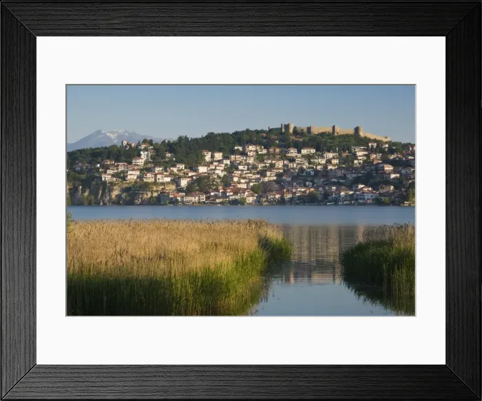 Framed Print : Macedonia, Ohrid, Morning view of Old Town & Car Samoils Castle Framed Print : Macedonia, Ohrid, Morning view of Old Town & Car Samoils Castle