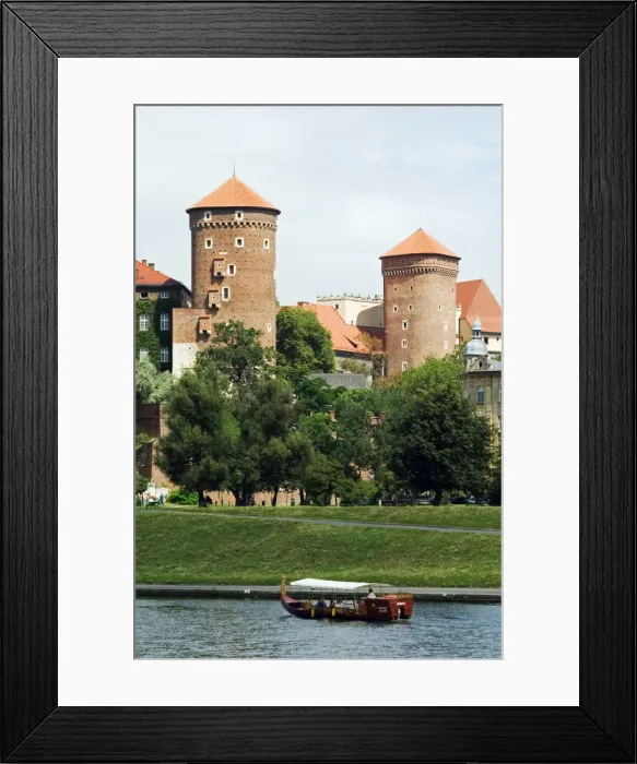 Framed Print : Wawel Hill Castle above Boat on the Vistula River Framed Print : Wawel Hill Castle above Boat on the Vistula River