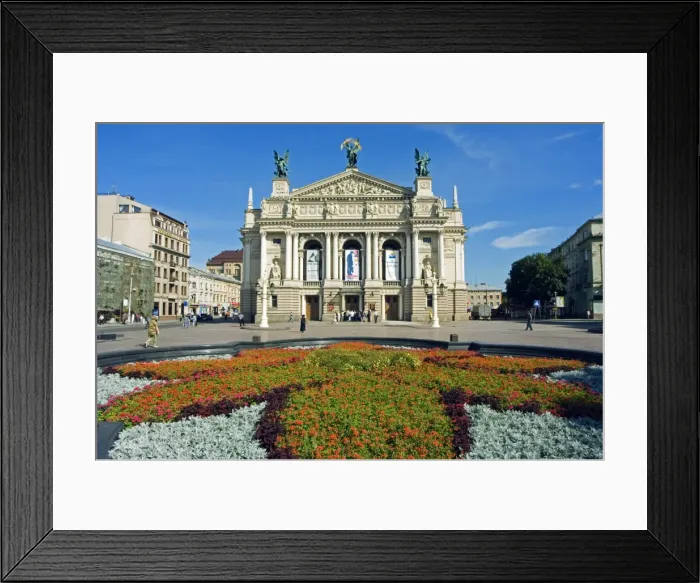 Framed Print : Floral Feature outside the Lviv Theater of Opera and Ballet Framed Print : Floral Feature outside the Lviv Theater of Opera and Ballet